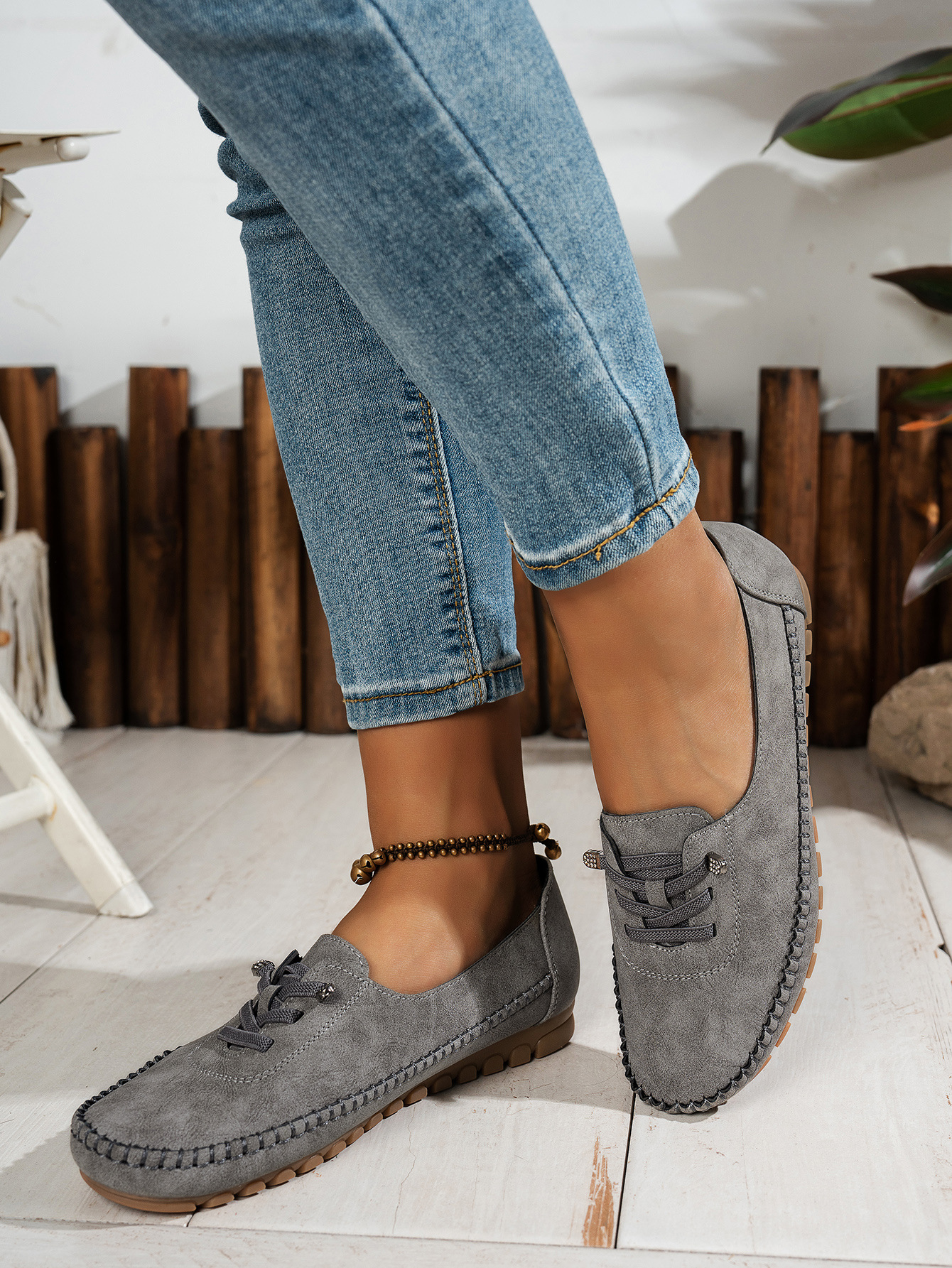 Women's Breathable Vintage Style Leather Loafers, Orthopedic Slip-On Moccasins