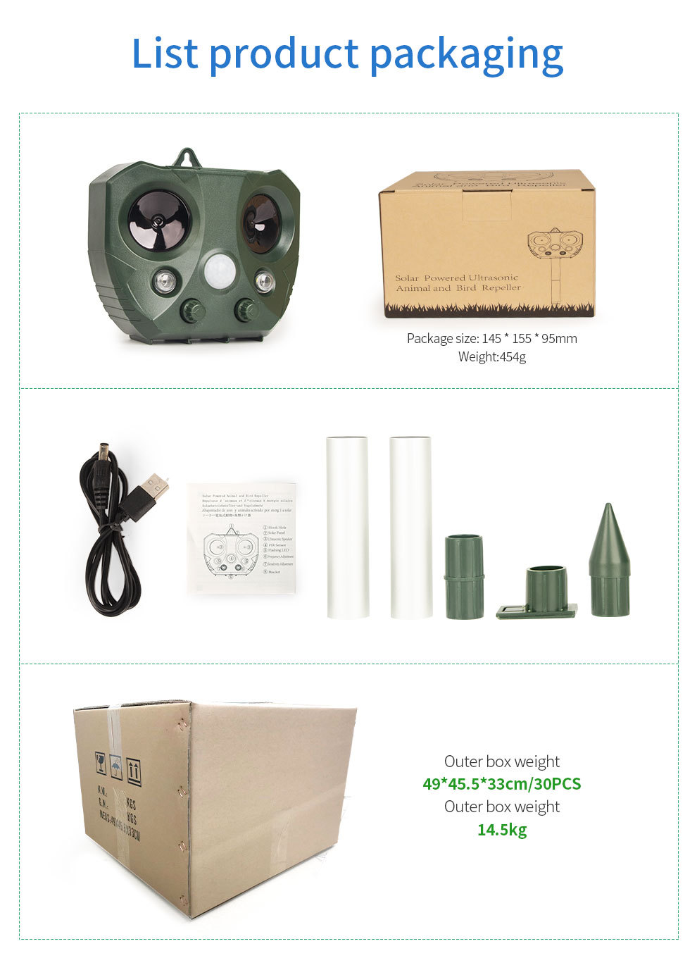 Ultrasonic Bird and Pest Repeller Solar Powered - Long Range