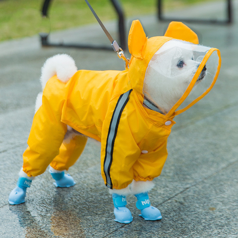 Dog Four-legged Bee Shaped Raincoat | Variety Size Raincoat for Dog with Harness