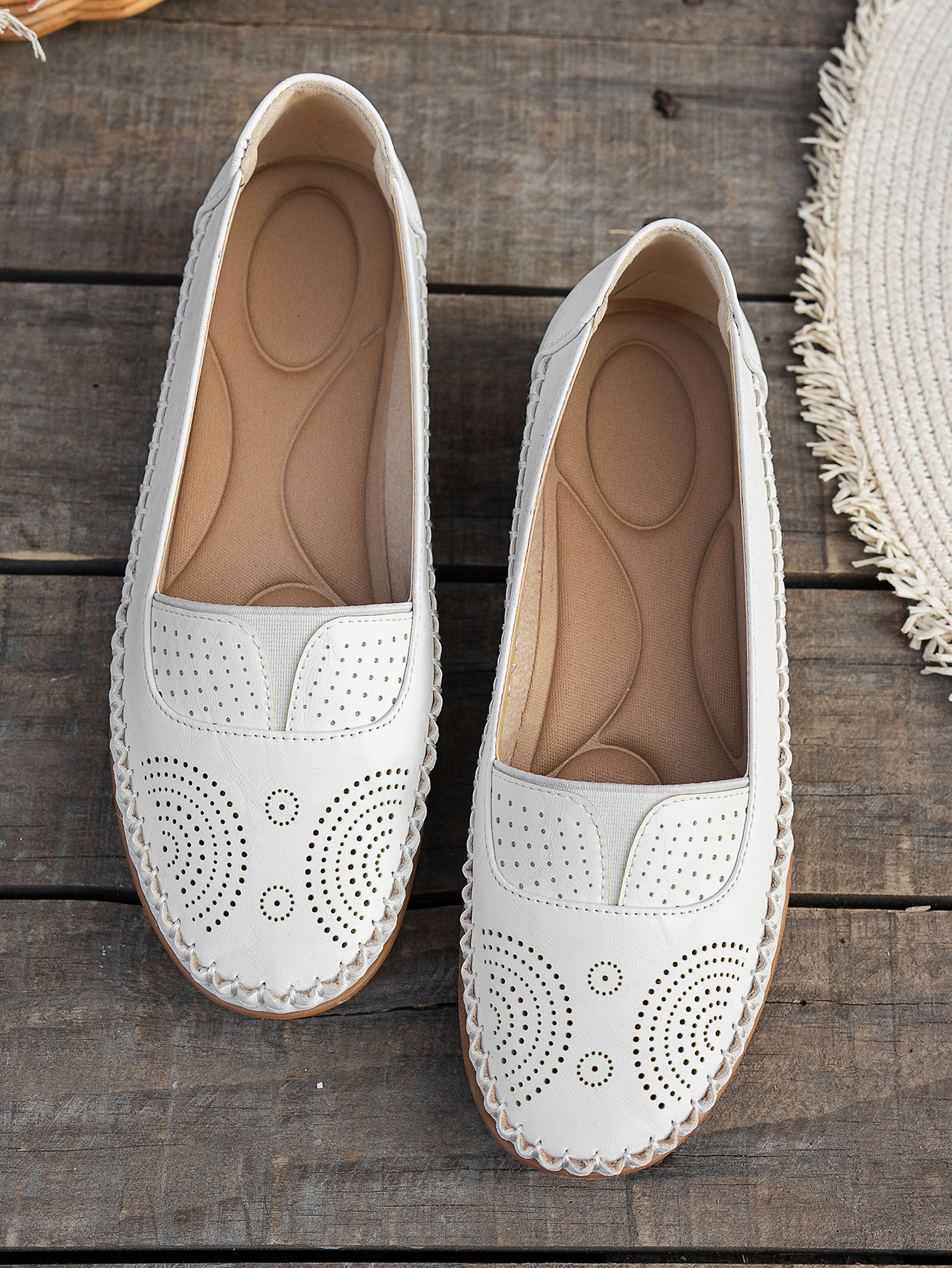 Women Soft Leather Slip on Walking Loafers Shoes