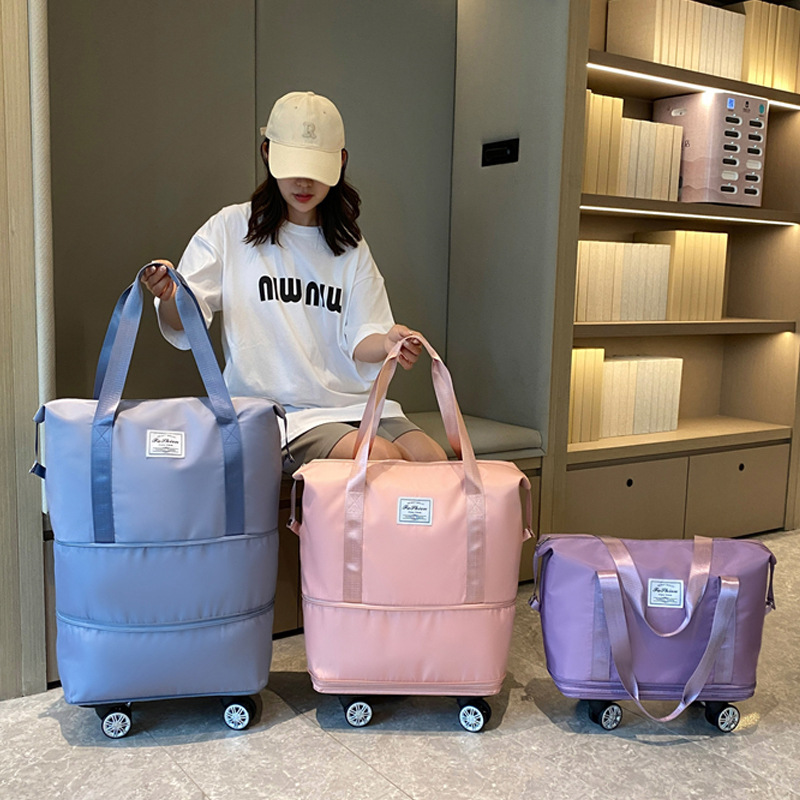 Travel Bag Large Capacity Universal Wheel Student Business Trip Waiting Storage Bag Waterproof Wet And Dry Separation Expandable Luggage Bag