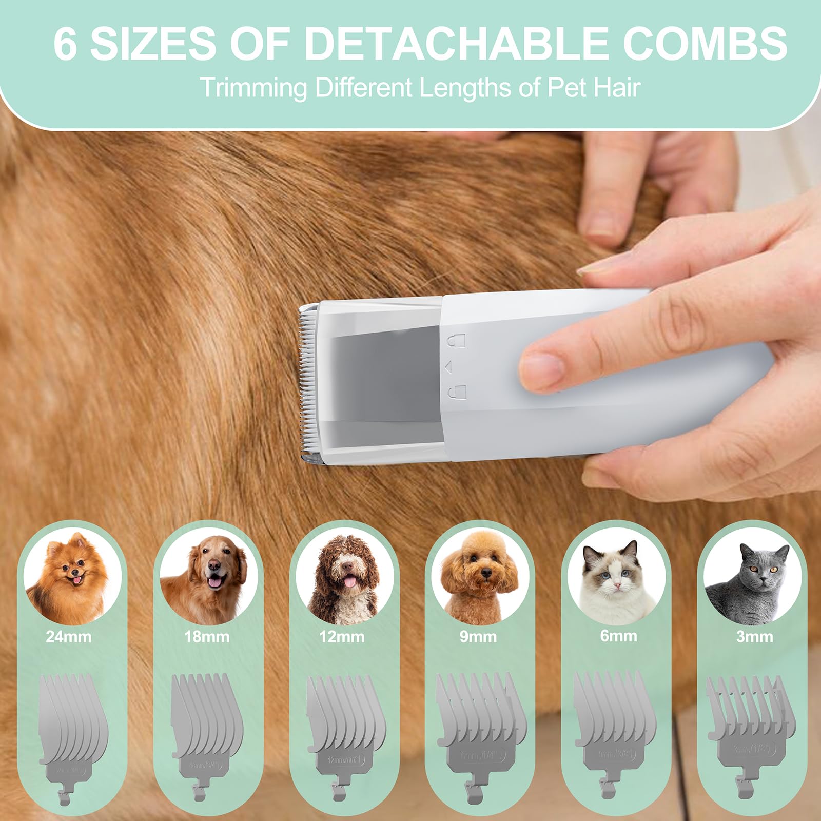 Pet Grooming Vacuum Kit, 7 in 1 Grooming Tools with Professional Clippers for All Furry Pets