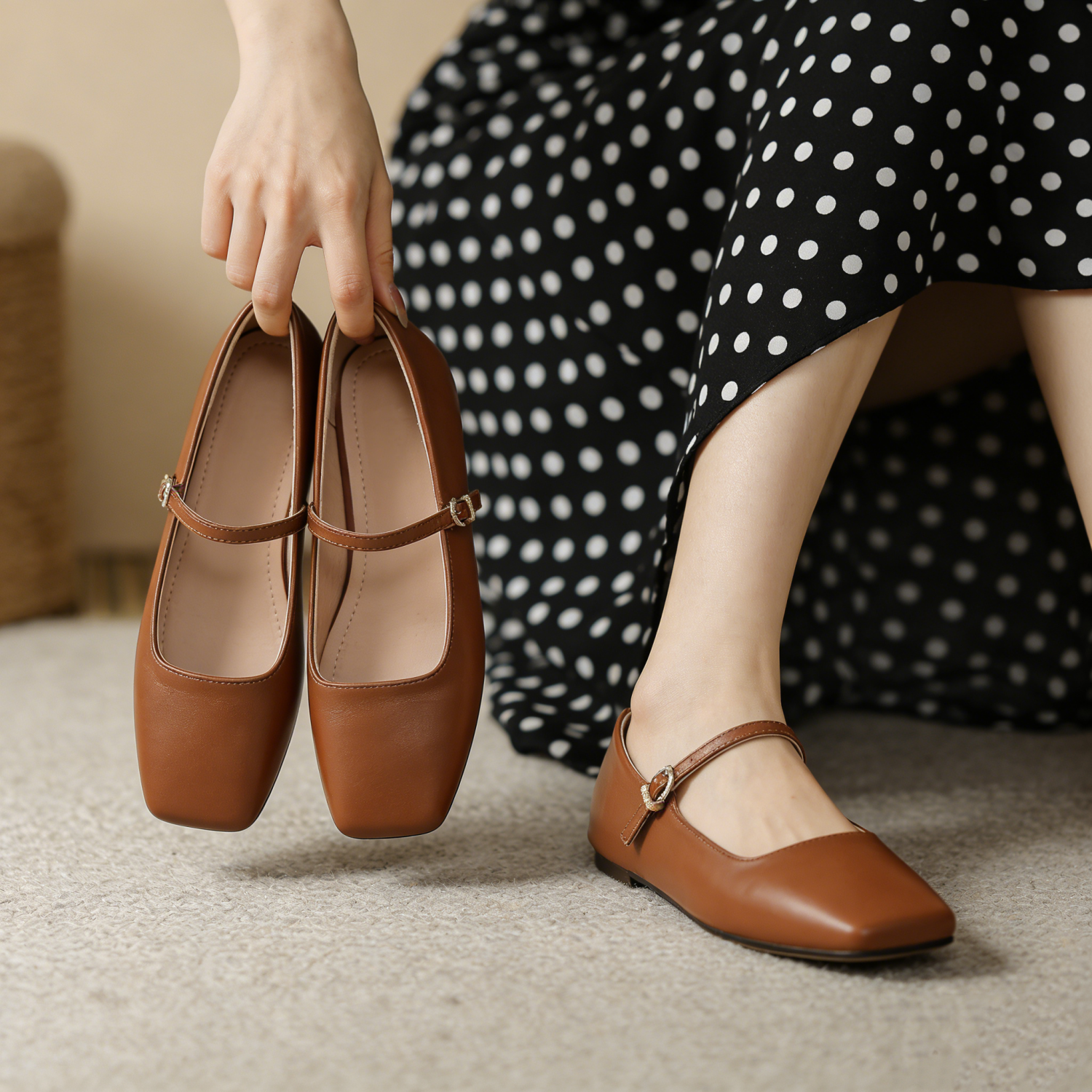 Women's Toe Mary Jane Vintage Style Flat Shoes