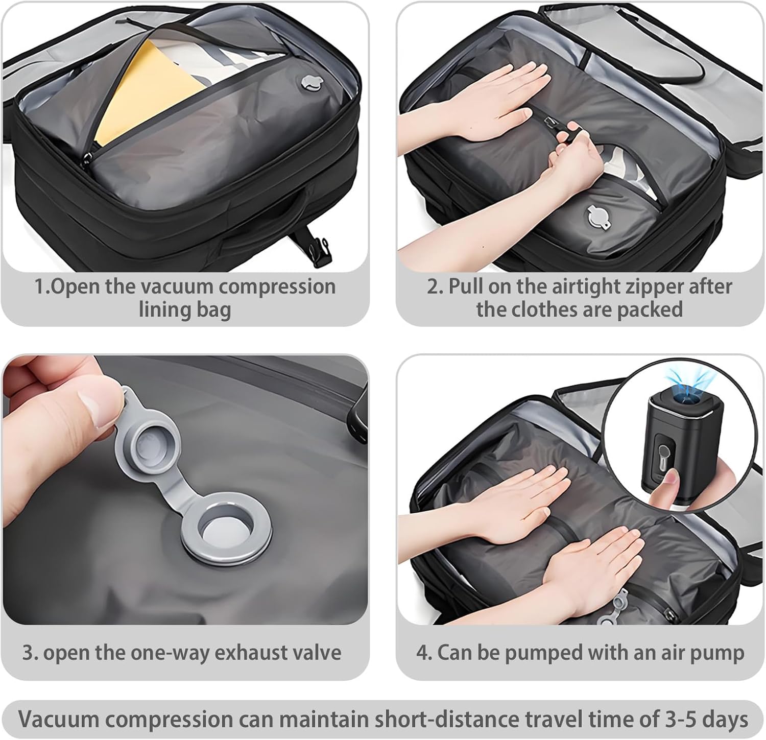 Vacuum Compression Backpack，Large-capacity Waterproof with Anti Theft Lock Travel Backpack (18 inch )