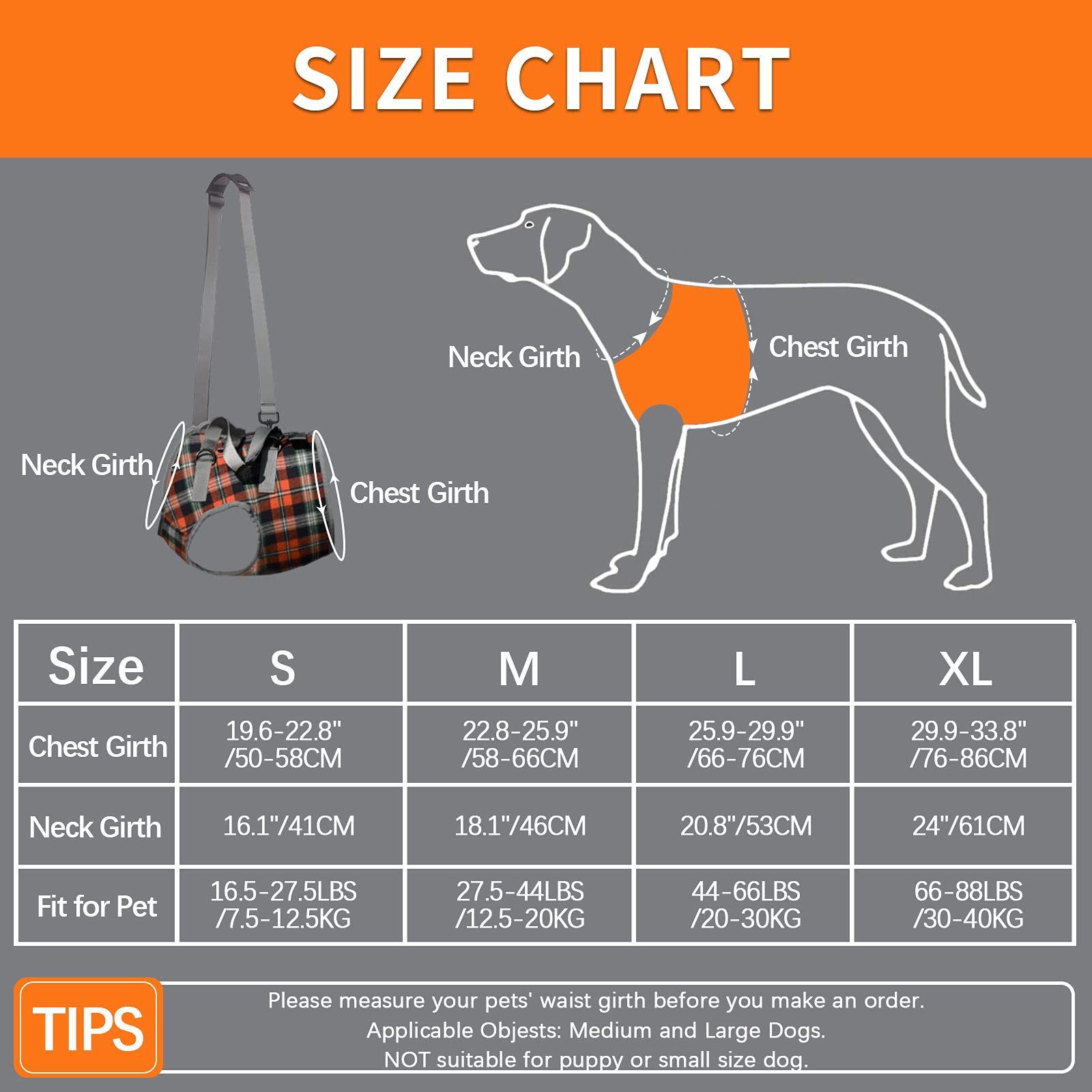 Dog Support Harness Front and Back Legs For Small Medium Large Dogs
