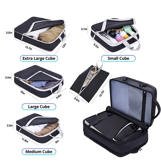 Travel Backpack for Men 50L Expandable Flight Approved Carry on Backpacks Luggage for Travel Water Resistant 17.3 inch Laptop Backpack with USB Charging Port