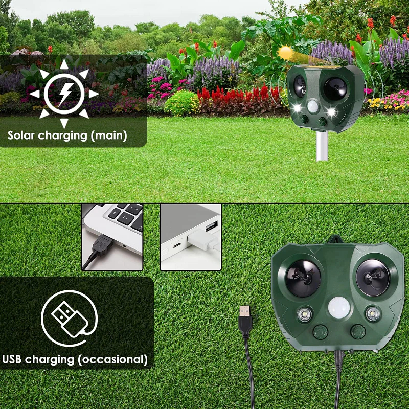 Ultrasonic Animal Repeller, Solar Powered Repeller