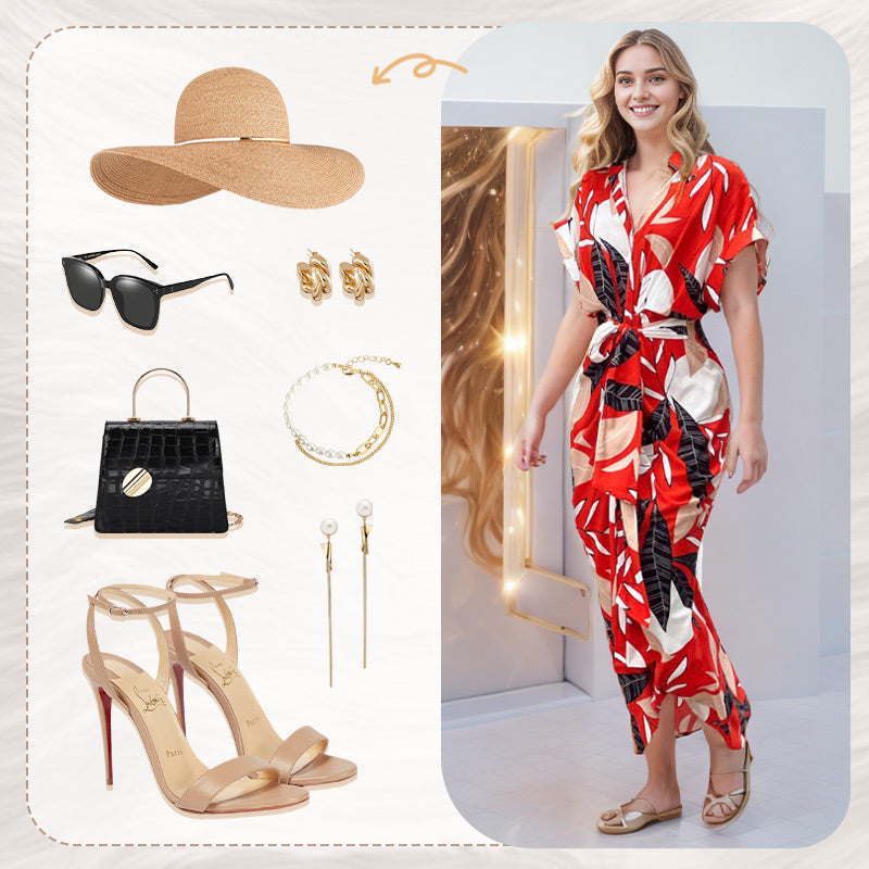 Printed Waist Cinching Shirt Dress