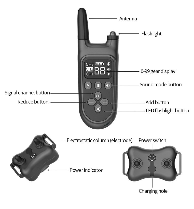 Dog Training Collar with Remote Rechargeable Waterproof Shock Collar