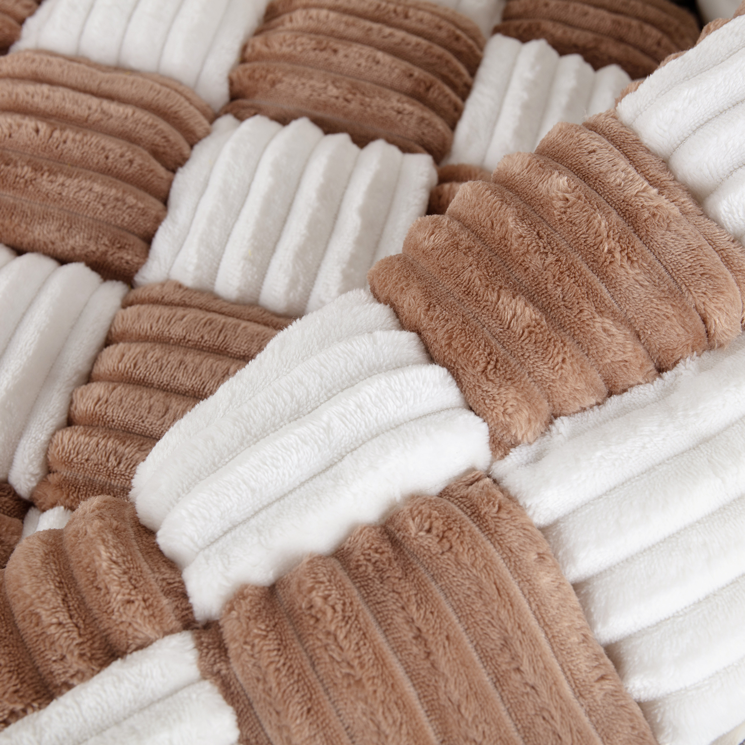 Cream-coloured Large Plaid Square Pet Mat Bed Couch Cover