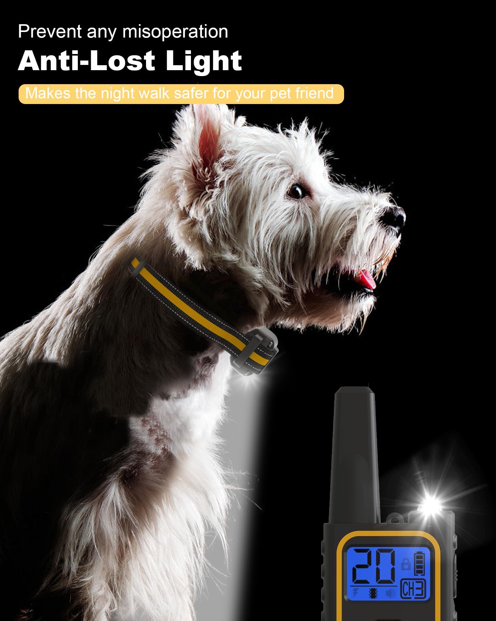 Dog Shock Collar, Rechargeable Waterproof Dog Training Collar with Remote