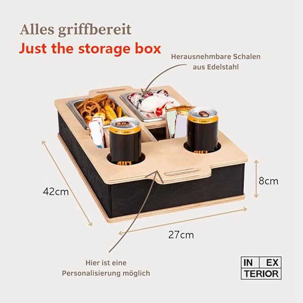 2 Personalised Snack Bowls, Organizer and Bottle Holder – Sofa Tray