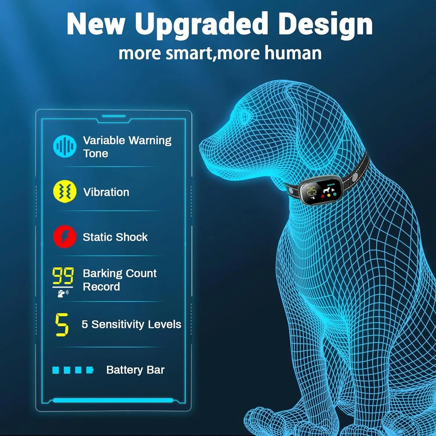 Anti Barking Dog Collars，Rechargeable Smart Bark Collar Harmless