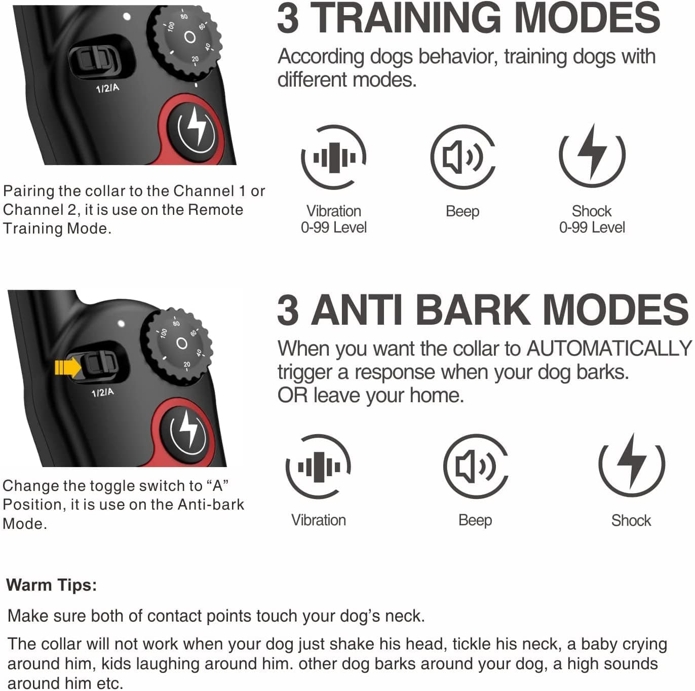 Dog Training Collar  - Remote Control - Anti-Bark