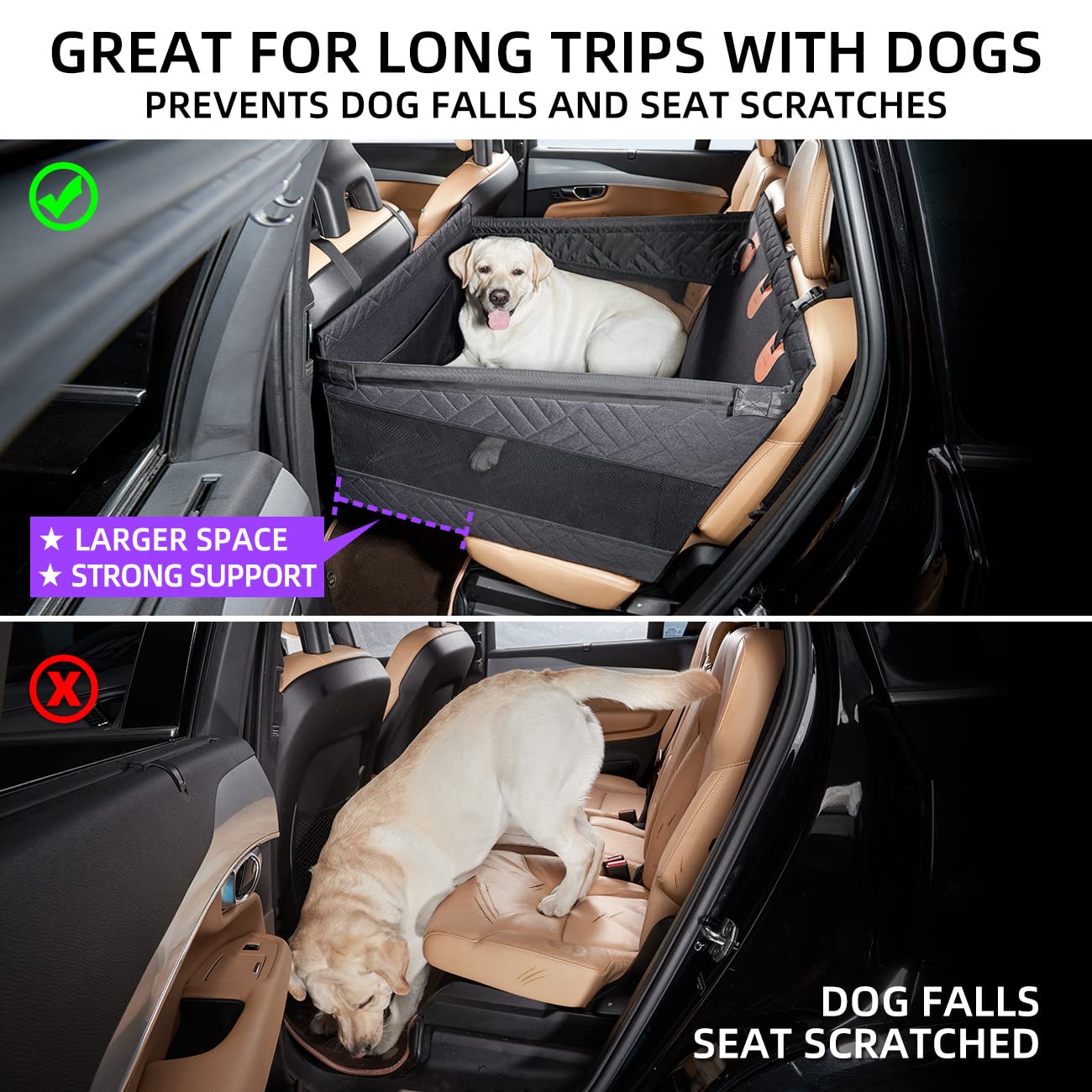 Large & Small Dog Car Seat Cover for Back Seat
