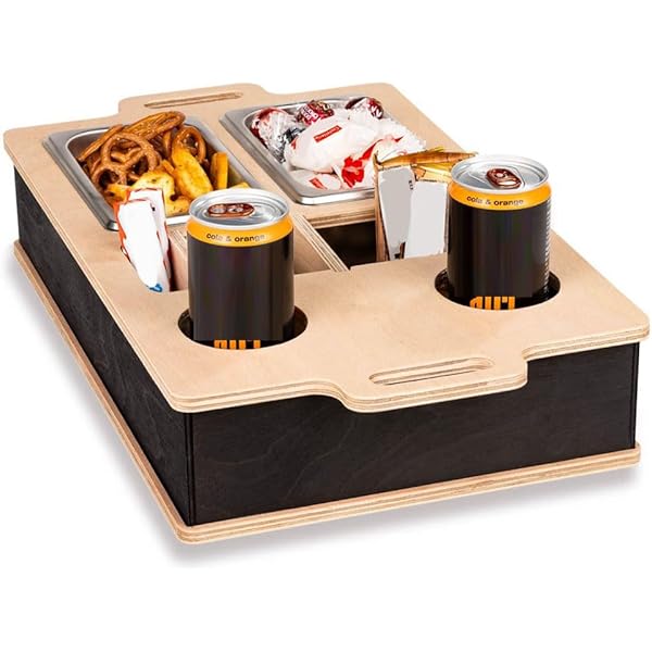 2 Personalised Snack Bowls, Organizer and Bottle Holder – Sofa Tray