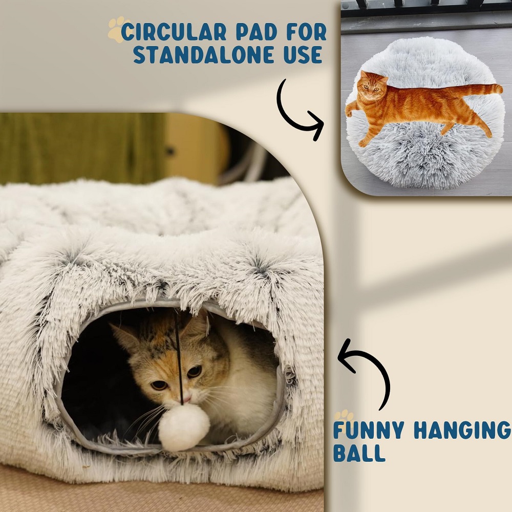 Cat Tunnel Bed, Warm Cat Tunnels for Indoor Cats