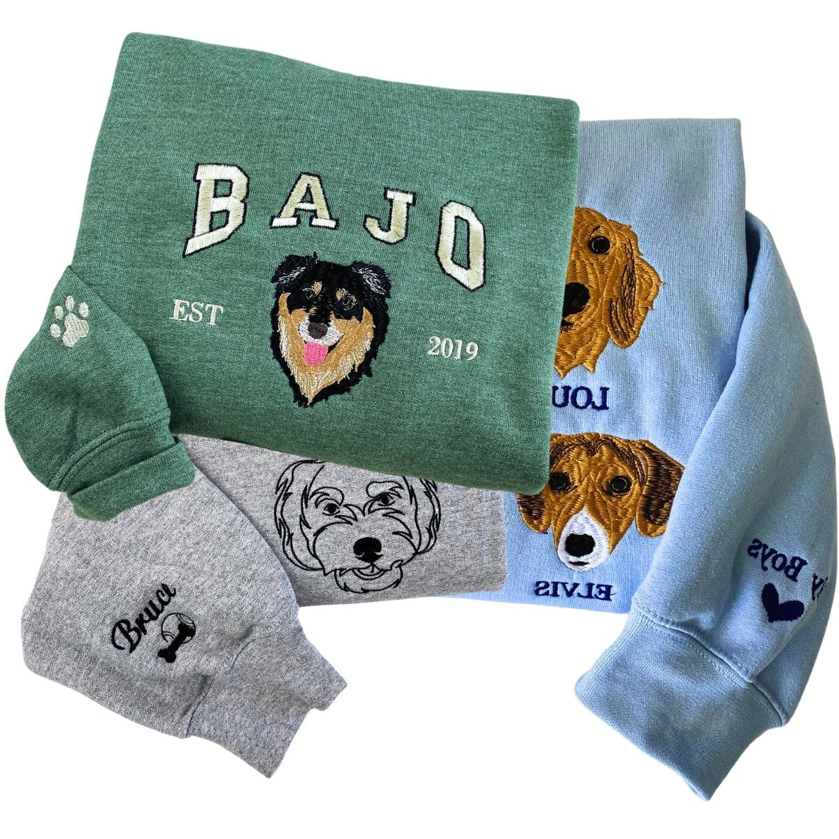 Custom Pet Embroidery Hoodie, Sweatshirt with Your Pet's Portrait Photo, Unique Gift for Pet Lovers