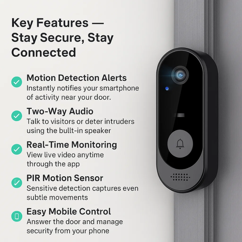 Wireless Smart Video Doorbell | No Subscription Needed | High-Definition Camera Doorbell