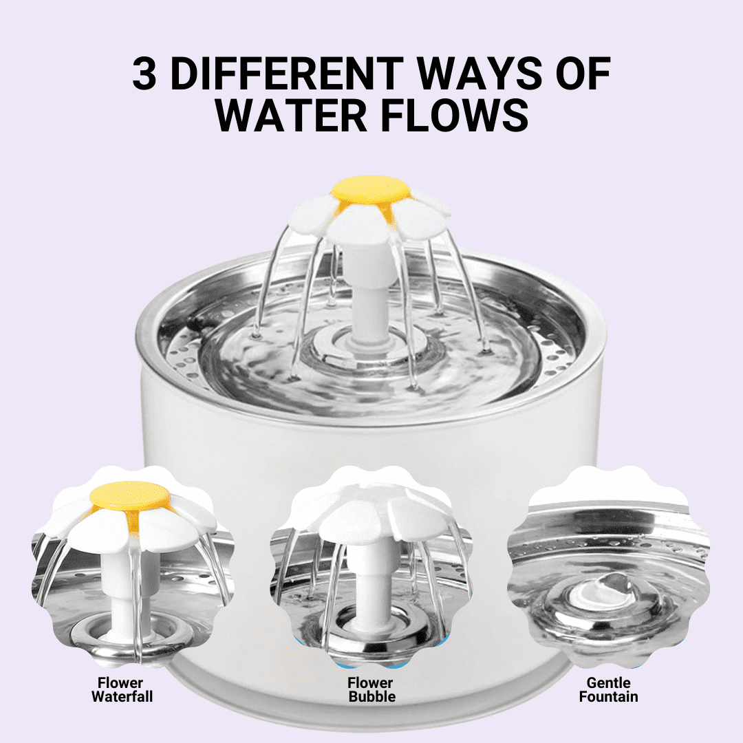 Cat Water Fountain - Cat Flower Fountain, LED Cat Fountain