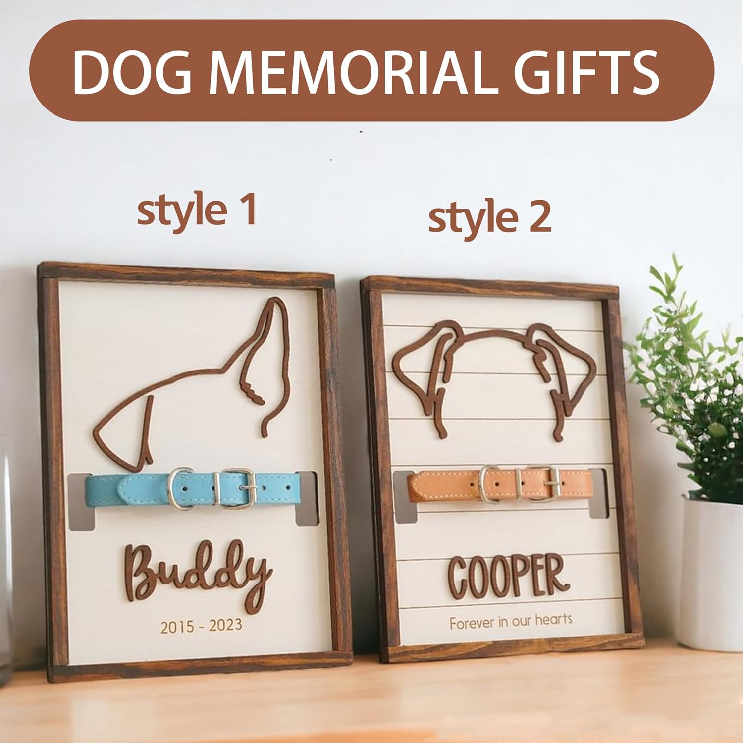 Custom Dog Collar Memorial Frame - Personzlized Dog Ear Frame Art