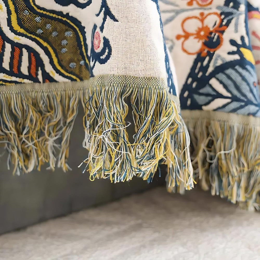 Eden Flora Tasseled Sofa Throw Blanket