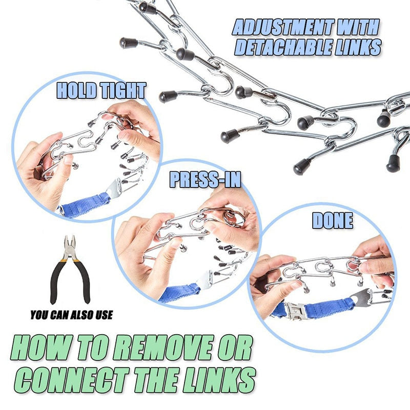 Dog Prong Collar, Dog Pinch Training Collar with Quick Release Snap Buckle for Small Medium Large Dogs