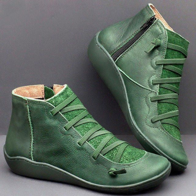 Women Leather Waterproof Orthopedic Vintage Boots