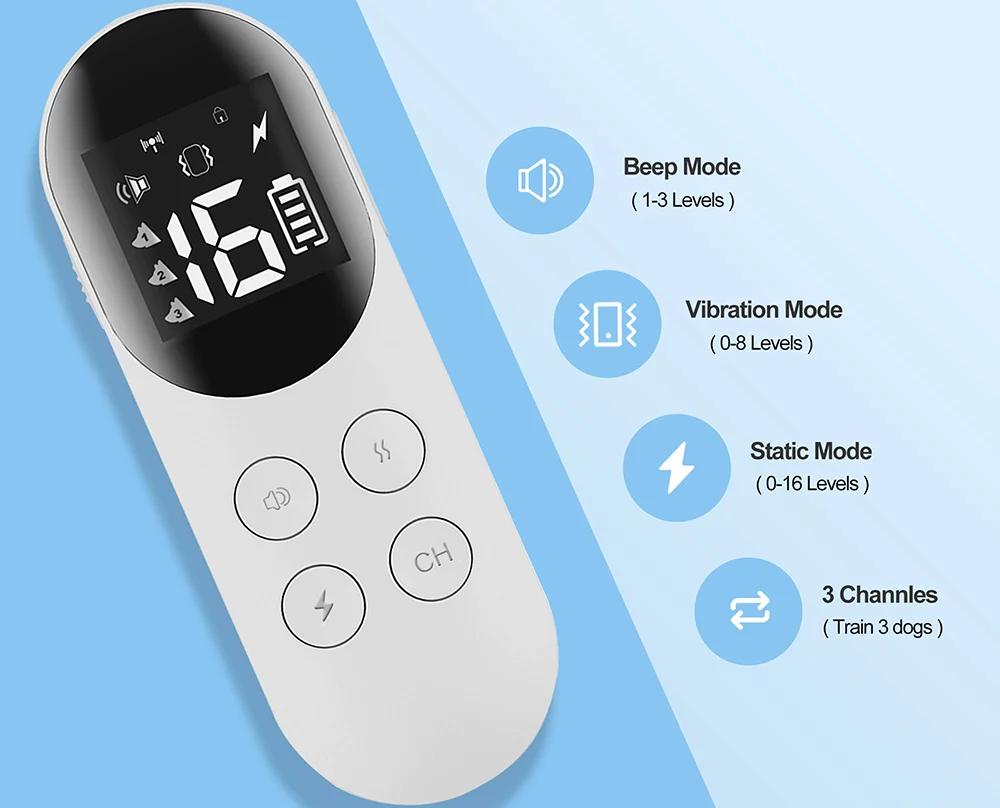 Dog Training Collar with Remote T200 White - 2 Dog Set, IPX68 Waterproof, 1000ft Range