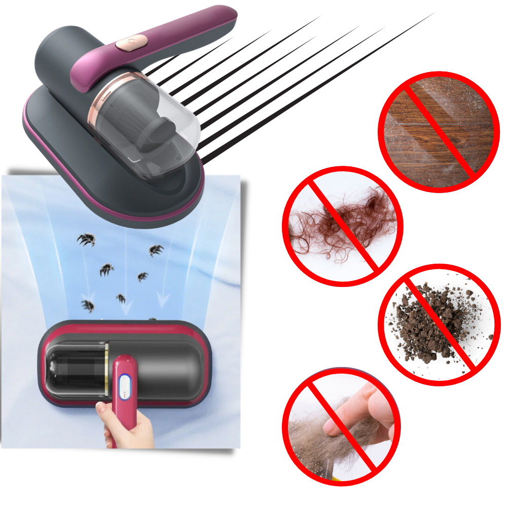 Dust mite vacuu | Bed vacuum | Cordless vacuum cleaner | Mattress vacuum - High-Speed Roller and Vibrating Pad for Ultimate Clean - Ozerty Cordless Dust Mite Vacuum - High-Speed Roller and Vibrating Pad for Ultimate Clean - Ozerty