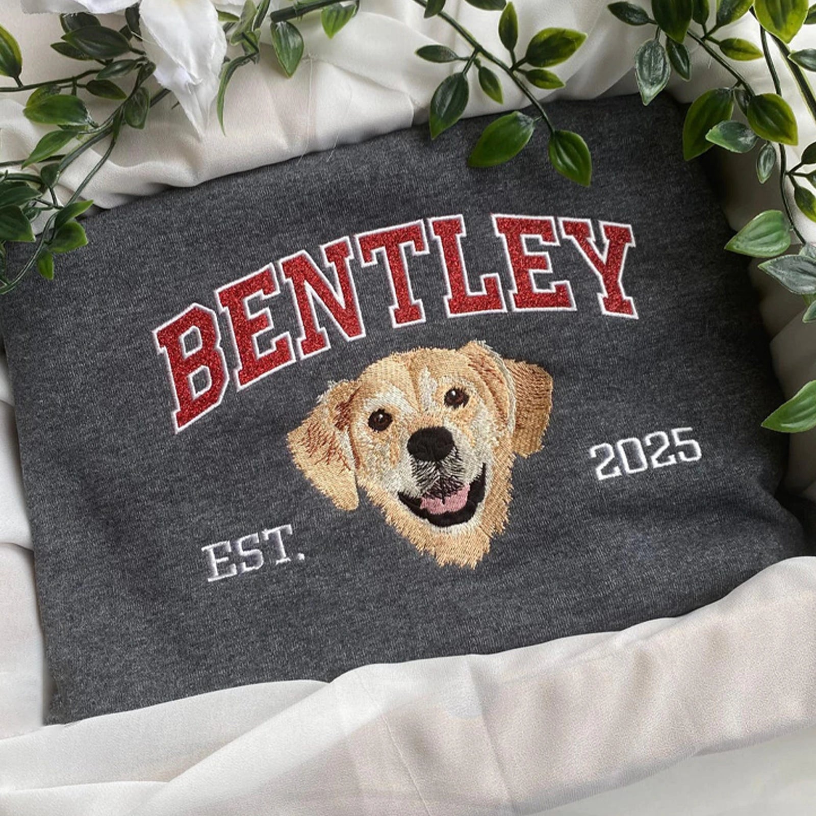Custom Pet Embroidered Sweatshirt Hoodie & T-shirt - Dog & Cat Designs