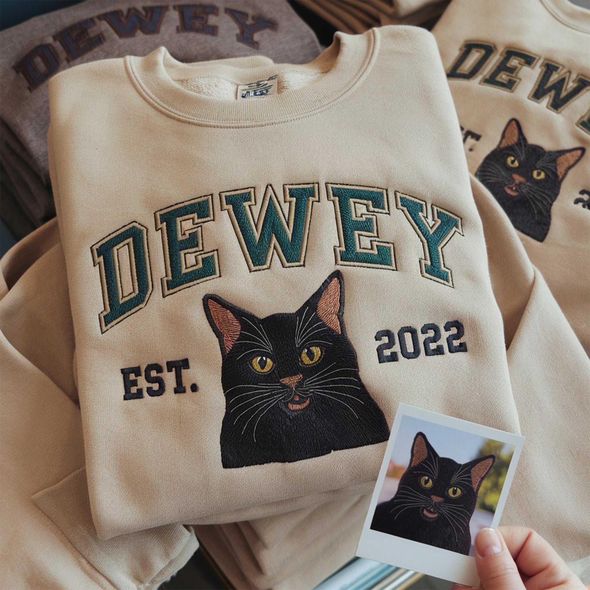 Custom Pet Embroidered Sweatshirt | Personalized Dog & Cat Shirt | Pet Lover Gift