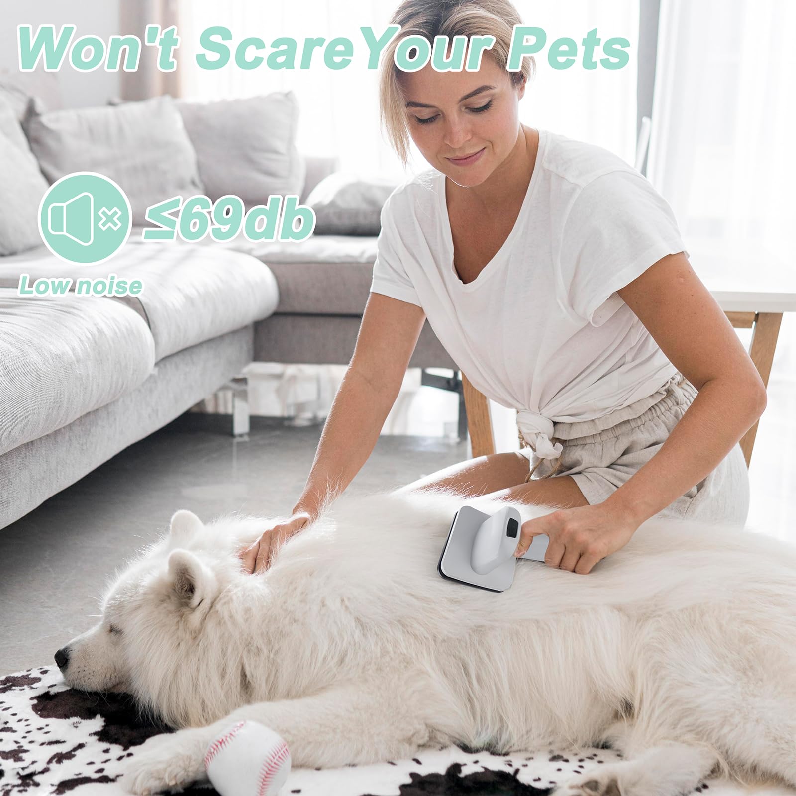 Pet Grooming Vacuum Kit, 7 in 1 Grooming Tools with Professional Clippers for All Furry Pets