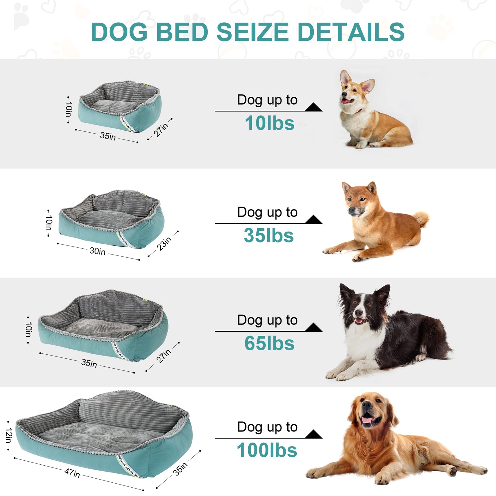 Orthopedic Dog Beds for Large Dogs, Dog Bed with Removable Washable Cover