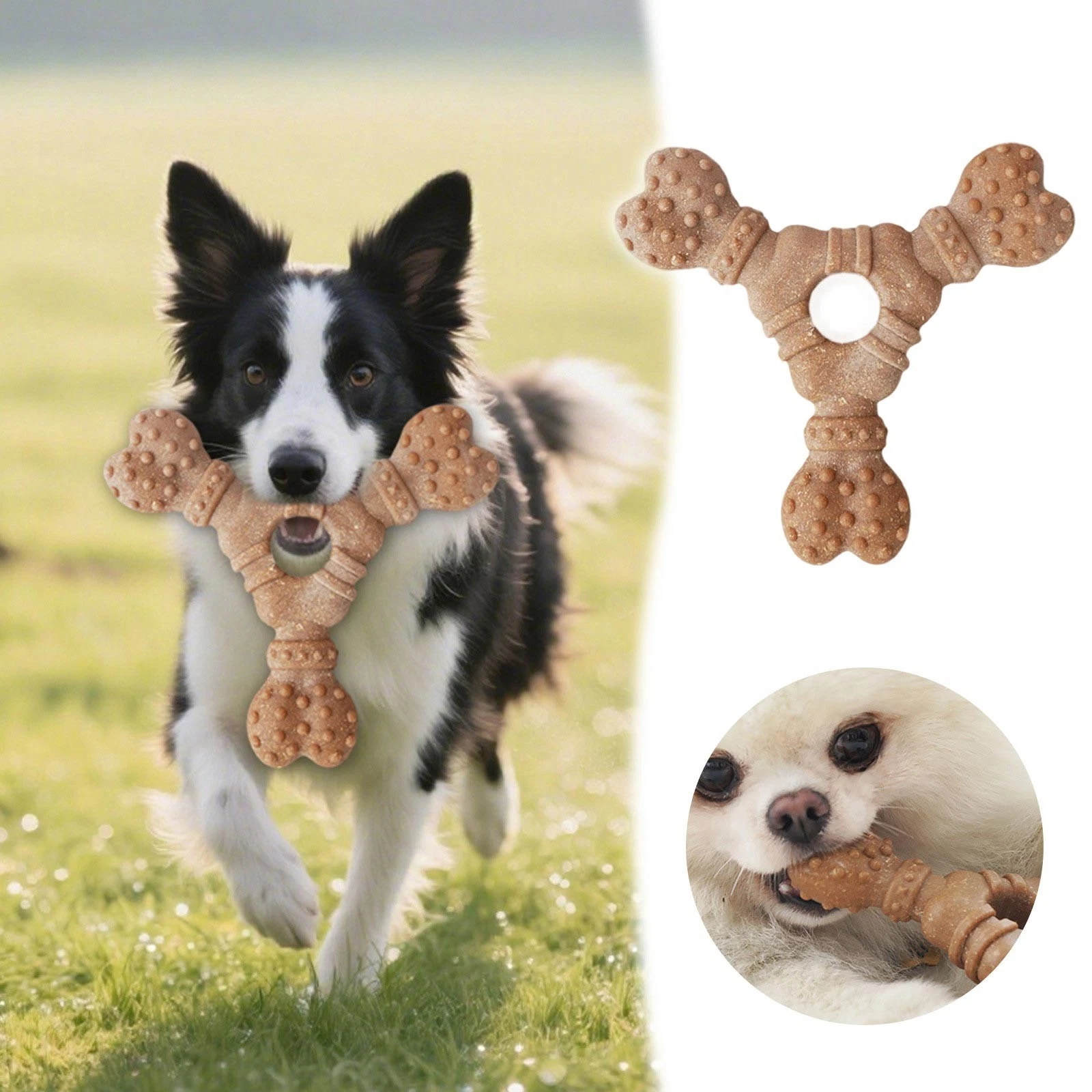 4PCS Puppy Chew Toys For Teething Dog Toys Interactive Bone Shaped Tee