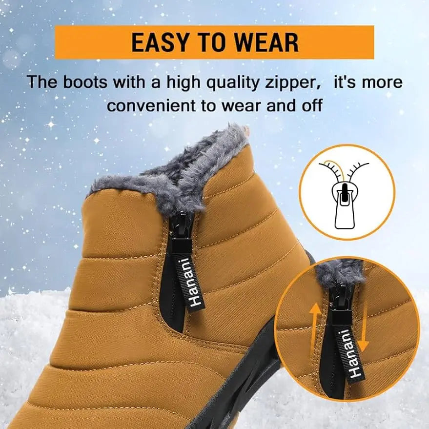 Men's Waterproof Warm Cotton Zipper Snow Ankle Boots
