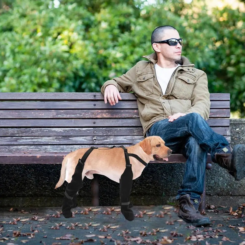 Reflective Dog Boots Shoes For Dogs Non-slip Pets Paws Protector Adjustable Walking Shoes Suspender Boots Outdoor Pet Sneakers