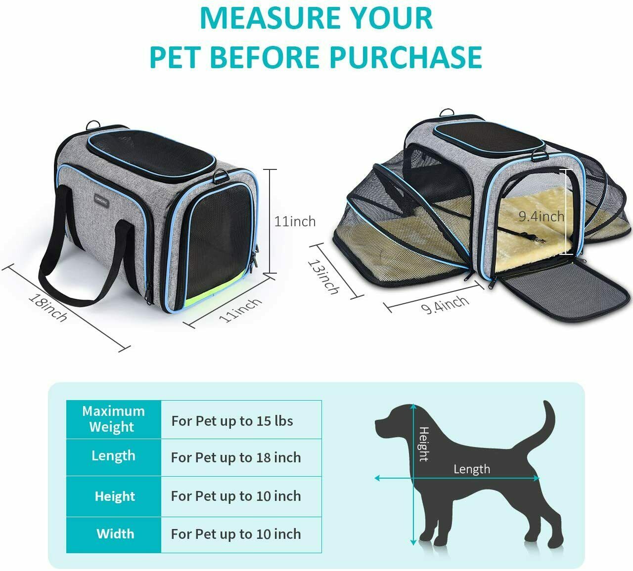 Premium Pet Expandable Travel Bag