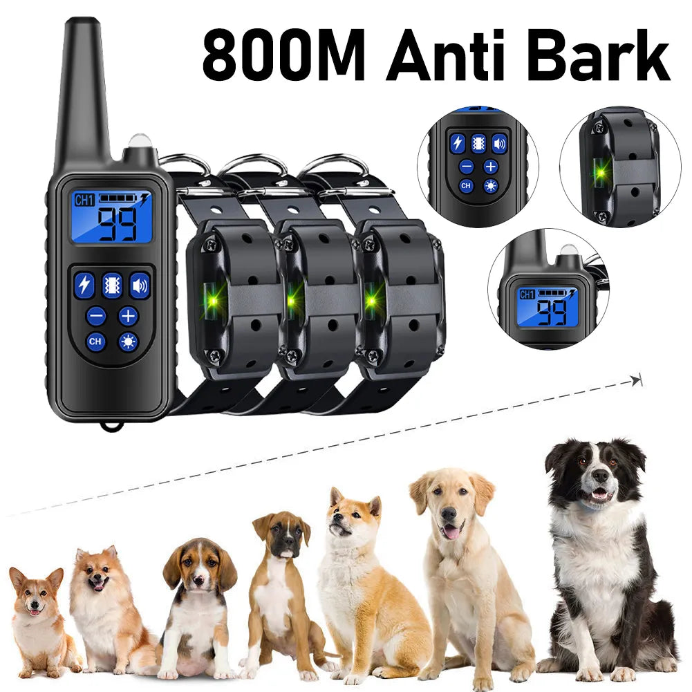 800M Anti Bark Electric Shock Training  Rechargeable Dog Barking Control Collar