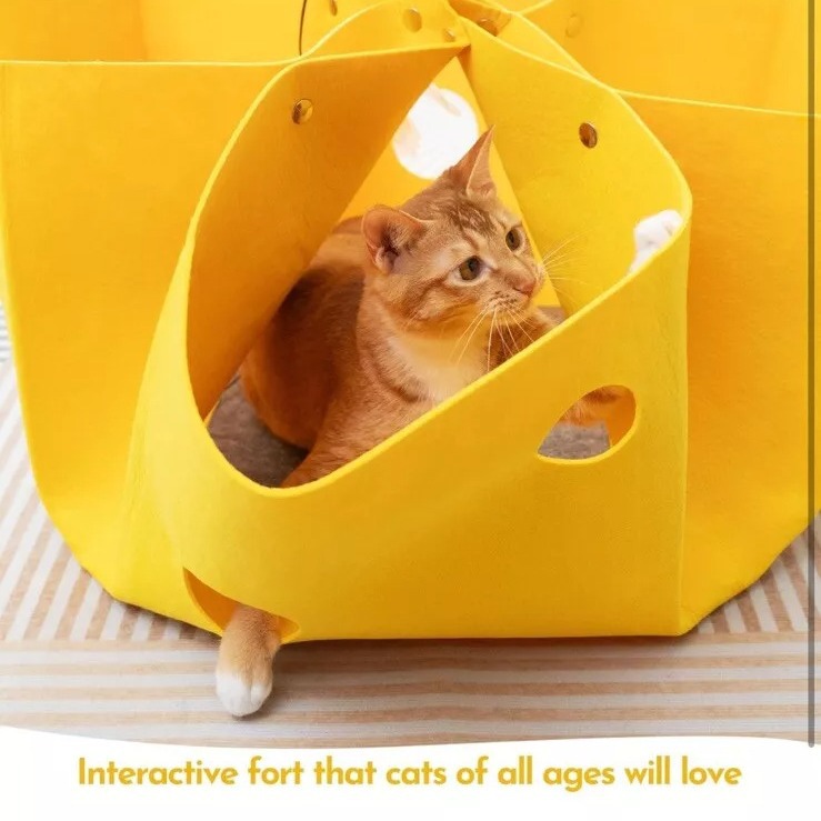 Cheese Cat Fort Playground - Play Tunnel for Indoor Cats