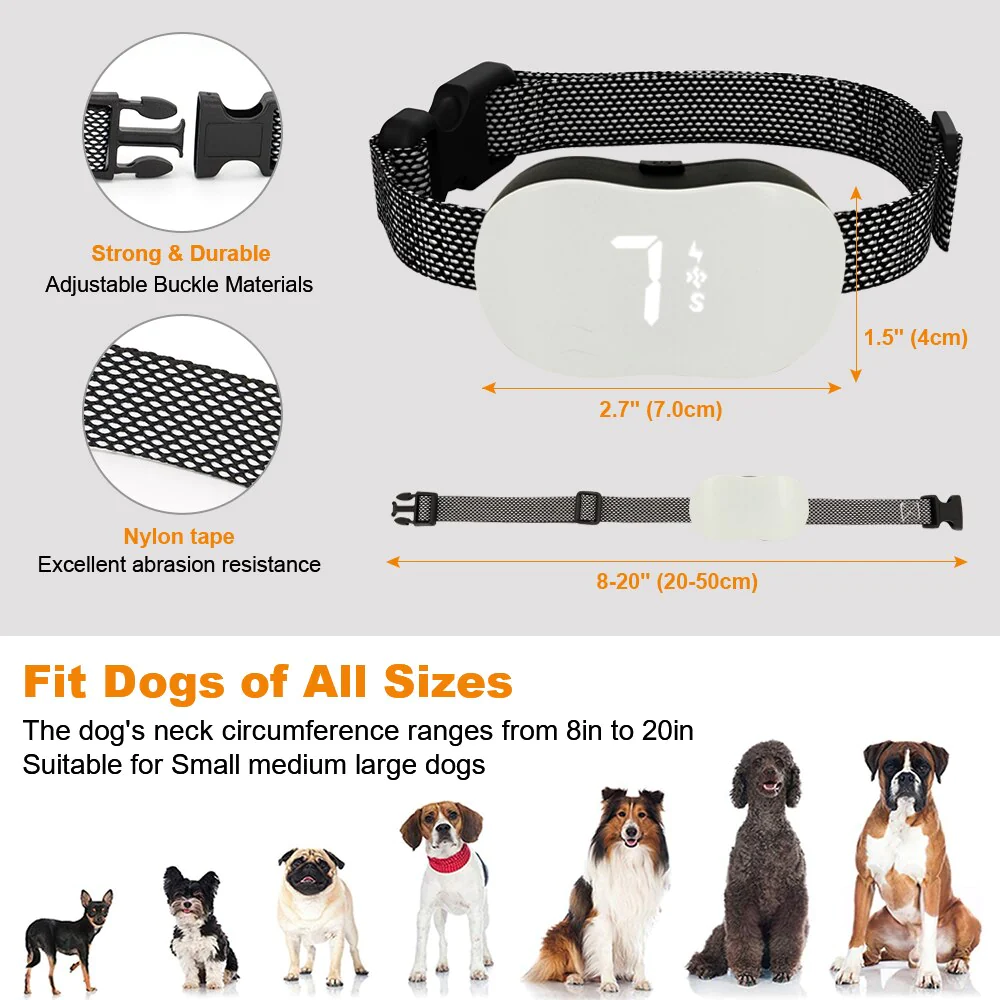Rechargeable Electric Dog Training Collar | 500m Remote Control, Anti-Bark, LED, Pet Shock Collar for Dogs