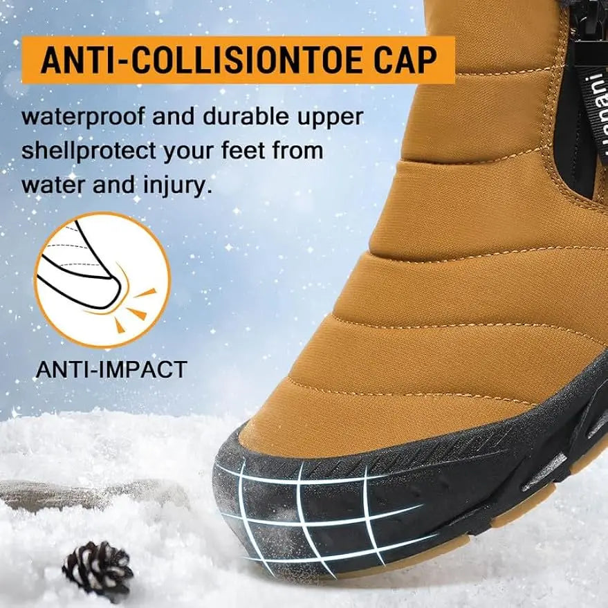 Men's Waterproof Warm Cotton Zipper Snow Ankle Boots