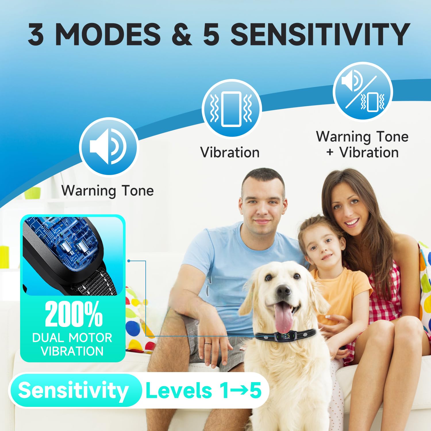 Anti Barking Dog Collars，Rechargeable Smart Bark Collar Harmless