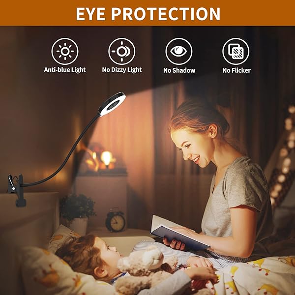 LED Reading Light with Clamp, Flexible Gooseneck Book Light for Kids