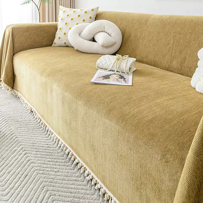 Pet Friendly Herringbone Tassel Luxe Sofa/Couch Cover
