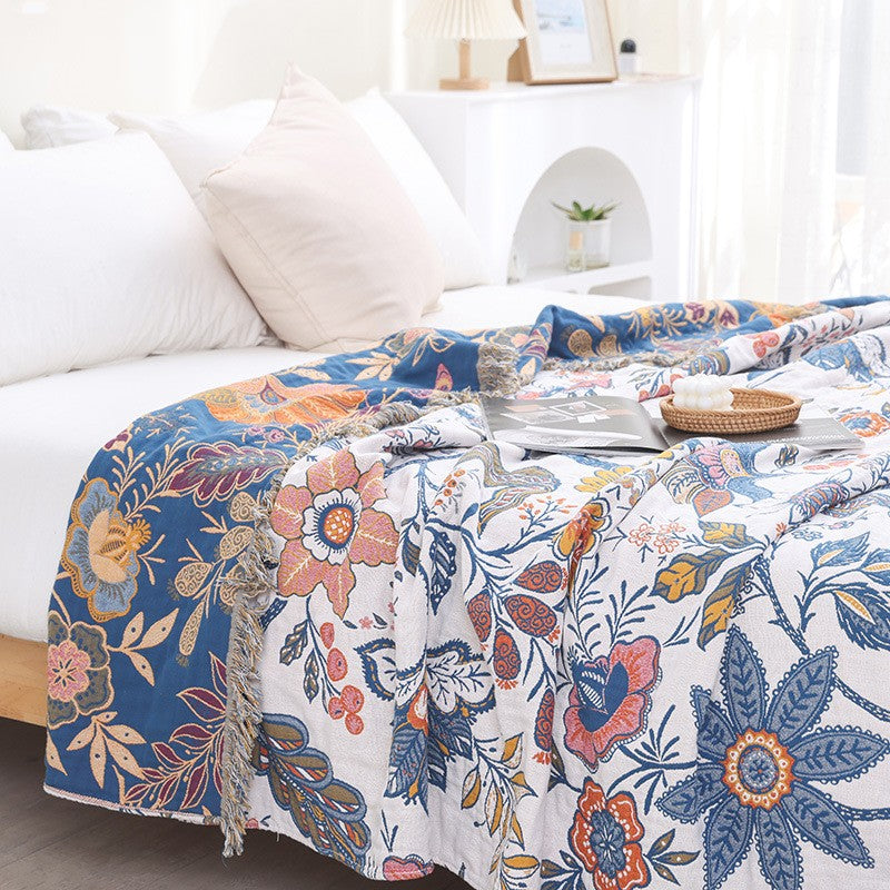 Eden Flora Tasseled Sofa Throw Blanket