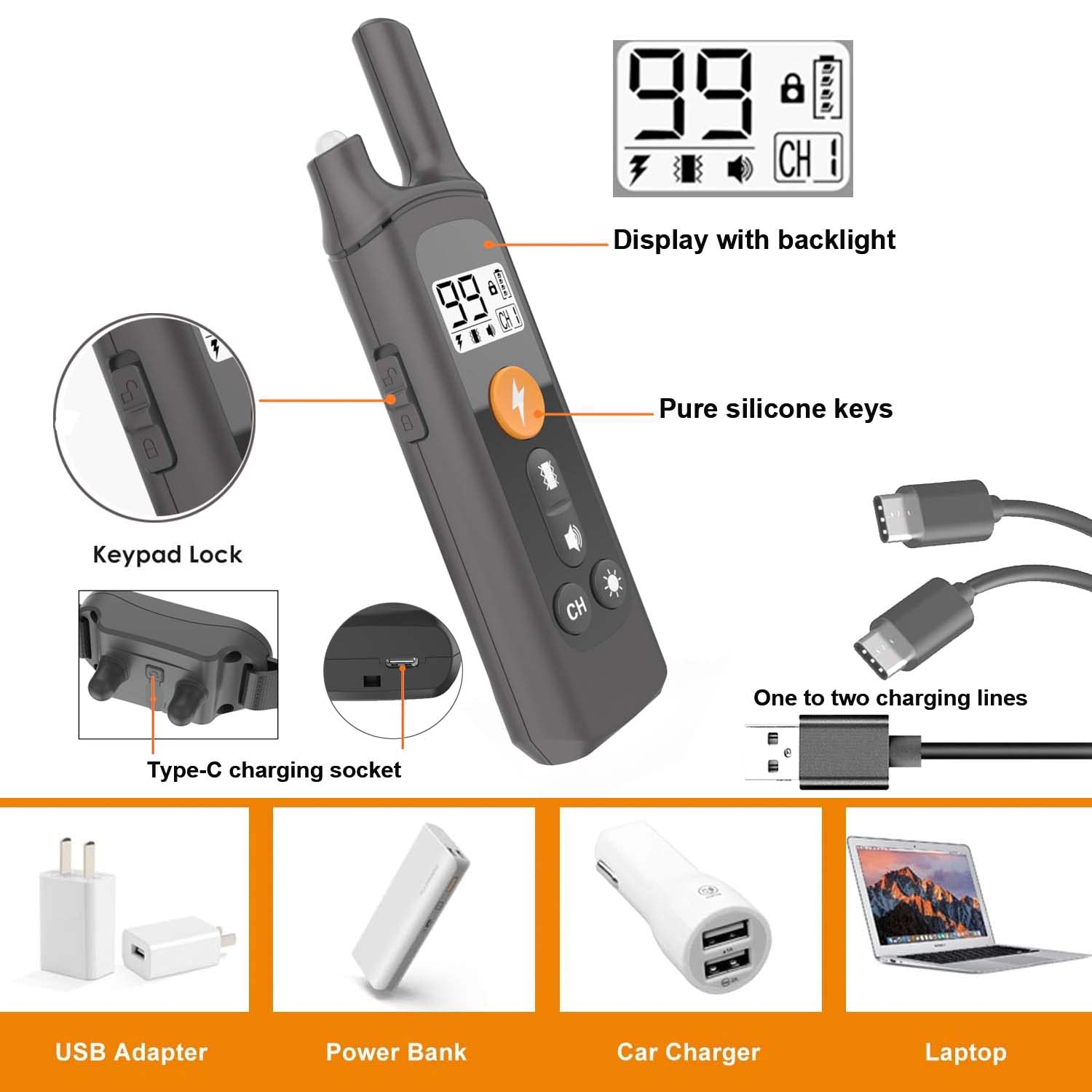 Dog Training Collar with Remote 2000Ft, Shock Collar for Dogs with Vibration Beep Modes Electric Shock