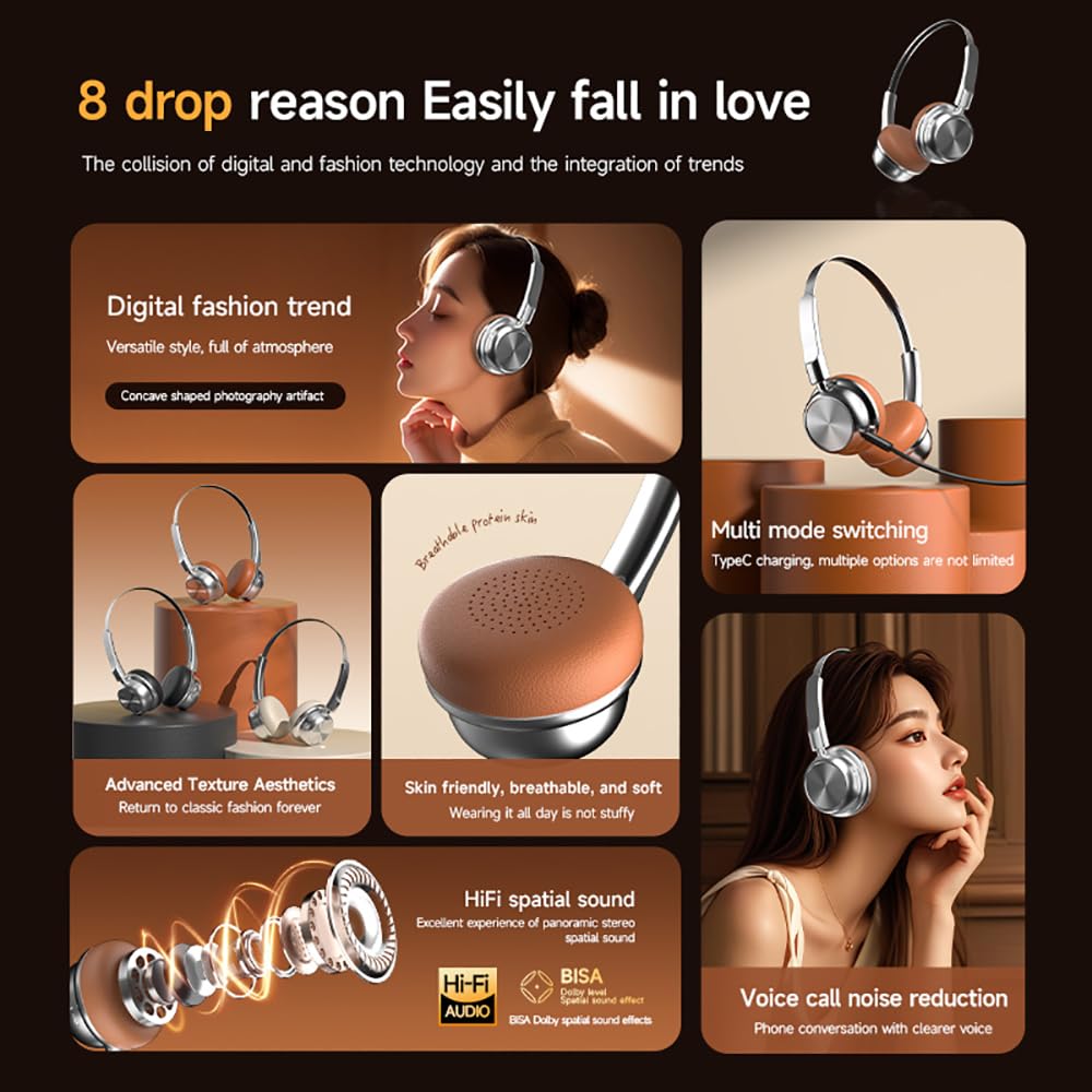 CR-20 Retro Bluetooth 5.4 Over-Ear Headphones
