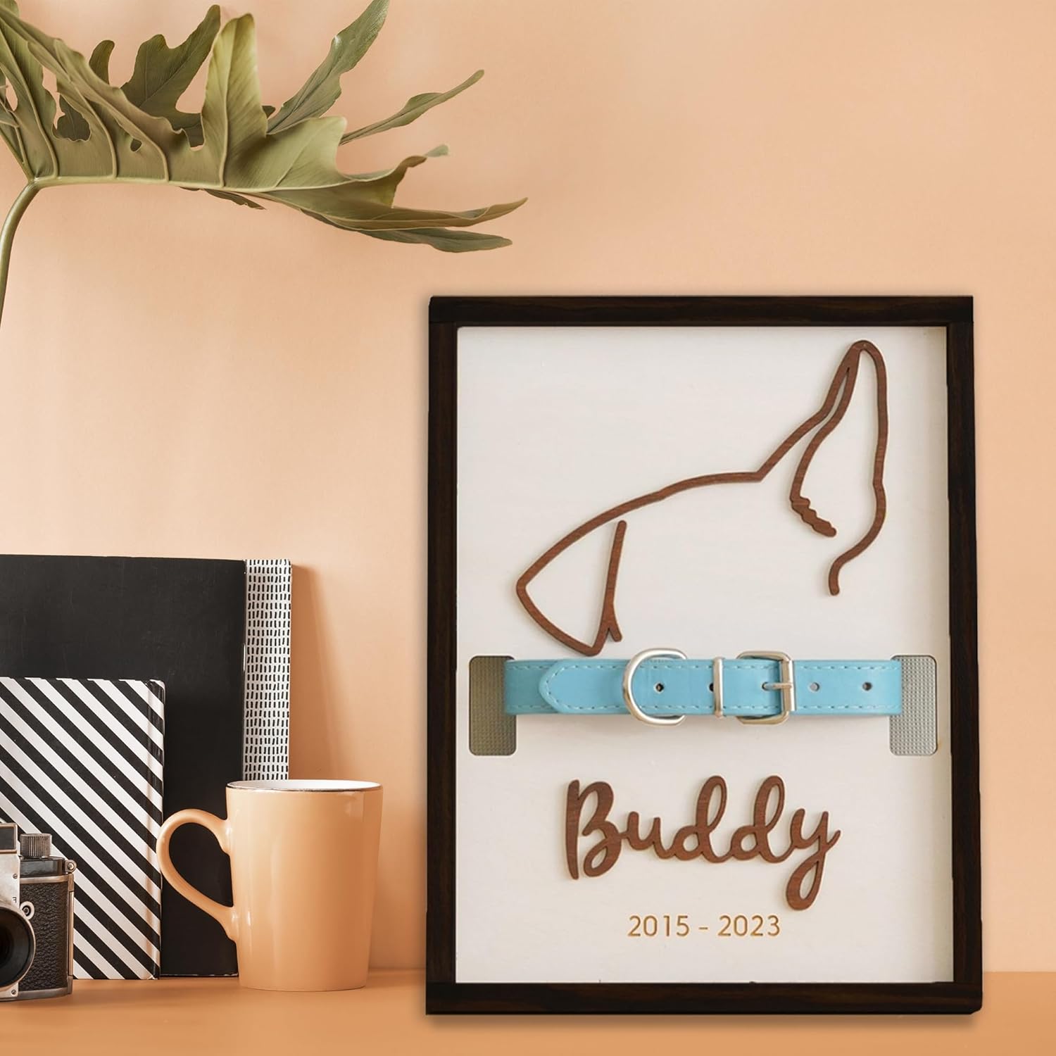 Custom Dog Collar Memorial Frame - Personzlized Dog Ear Frame Art