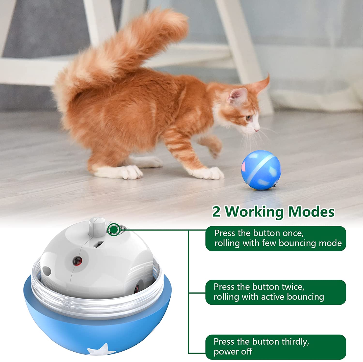 Interactive Dog Toys Dogs/Cats Balls with Motion Activated, Electric Dog Smart Ball for Medium Small Puppy